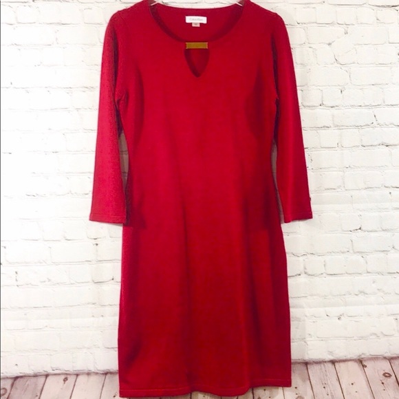 Calvin Klein Dresses & Skirts - Calvin Klein Red Sweater Dress Sz M